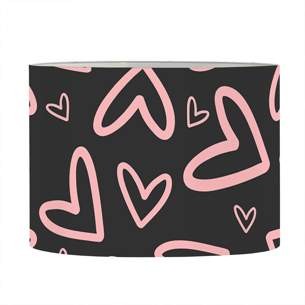 Cute Pink Heart Pattern Print Drum Lamp Shade