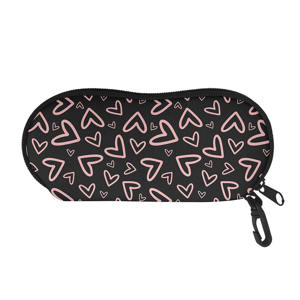 Cute Pink Heart Pattern Print Glasses Case