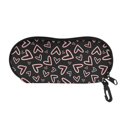 Cute Pink Heart Pattern Print Glasses Case
