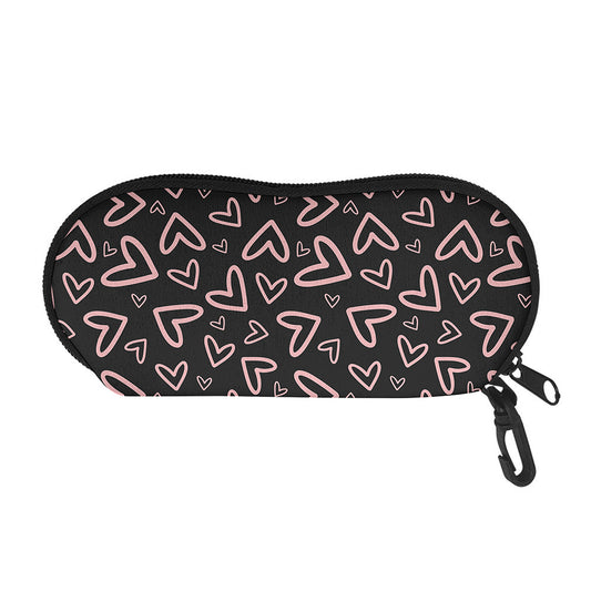 Cute Pink Heart Pattern Print Glasses Case