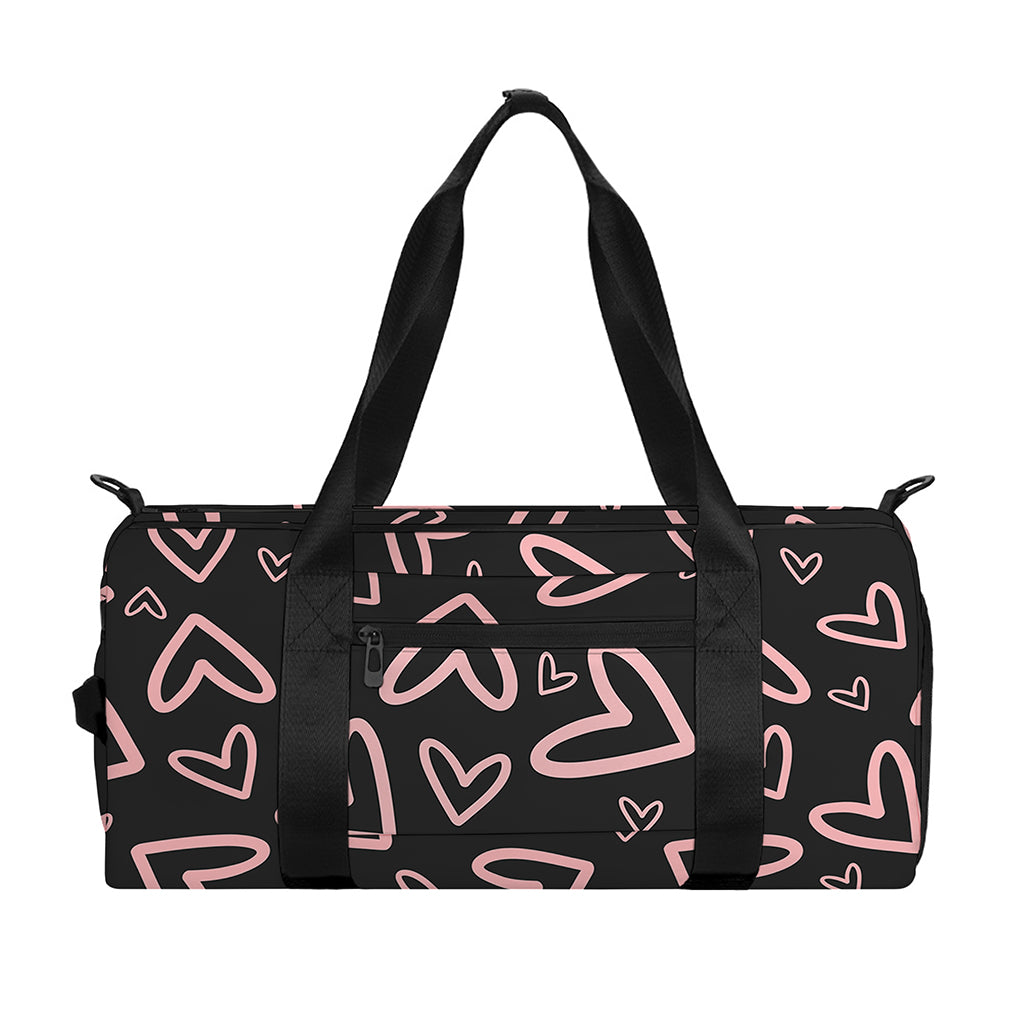 Cute Pink Heart Pattern Print Gym Bag