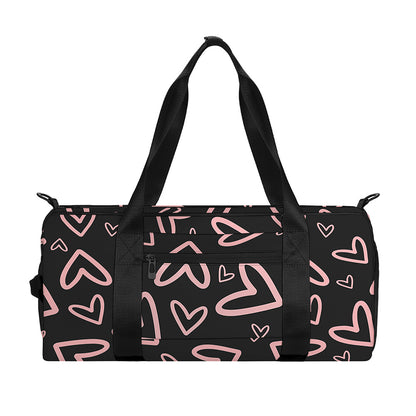 Cute Pink Heart Pattern Print Gym Bag