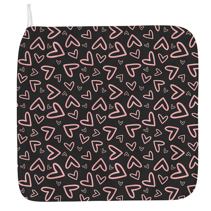 Cute Pink Heart Pattern Print Hand Towel