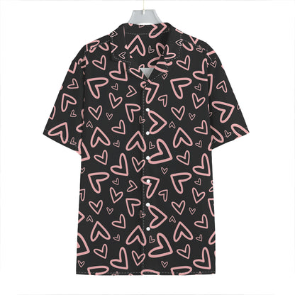 Cute Pink Heart Pattern Print Hawaiian Shirt
