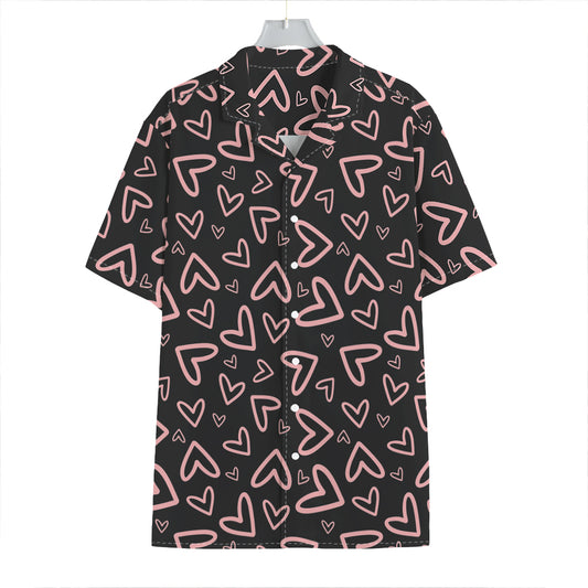 Cute Pink Heart Pattern Print Hawaiian Shirt