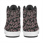 Cute Pink Heart Pattern Print High Top Leather Sneakers