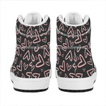 Cute Pink Heart Pattern Print High Top Leather Sneakers