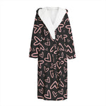 Cute Pink Heart Pattern Print Hooded Bathrobe