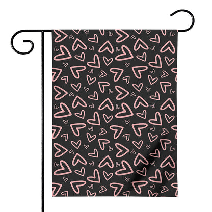 Cute Pink Heart Pattern Print House Flag
