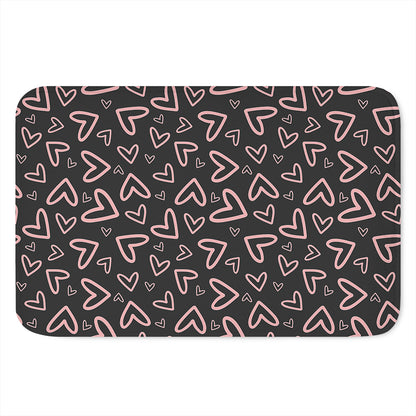 Cute Pink Heart Pattern Print Indoor Door Mat