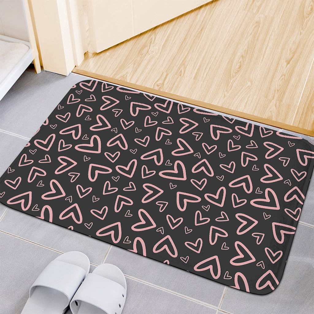Cute Pink Heart Pattern Print Indoor Door Mat