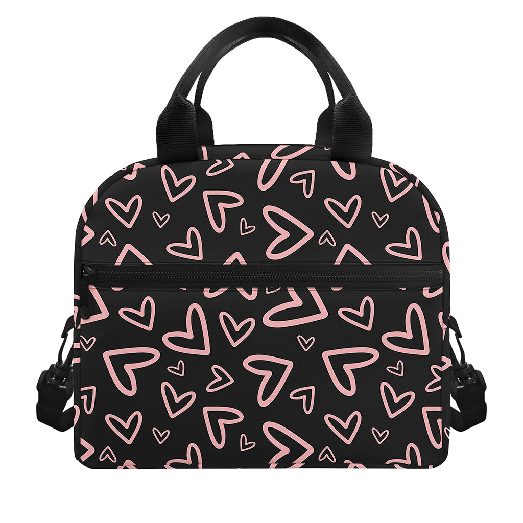 Cute Pink Heart Pattern Print Insulated Lunch Bag