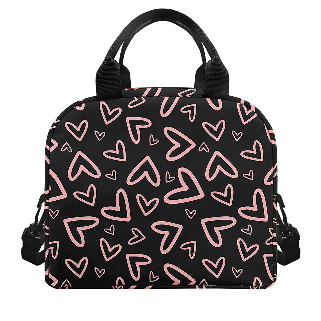 Cute Pink Heart Pattern Print Insulated Lunch Bag