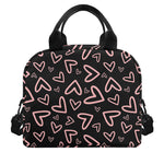 Cute Pink Heart Pattern Print Insulated Lunch Bag