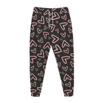 Cute Pink Heart Pattern Print Jogger Pants