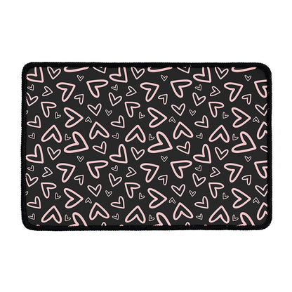 Cute Pink Heart Pattern Print Kitchen Mat