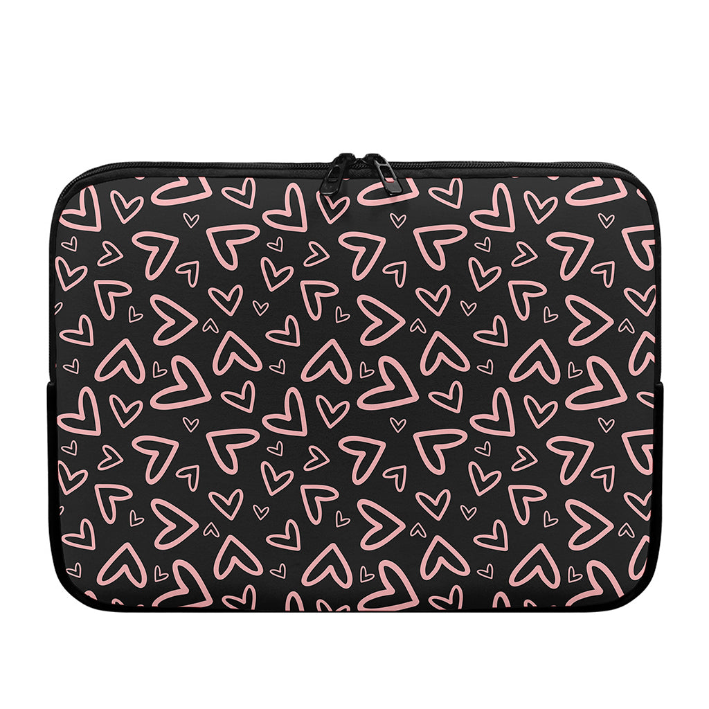 Cute Pink Heart Pattern Print Laptop Sleeve