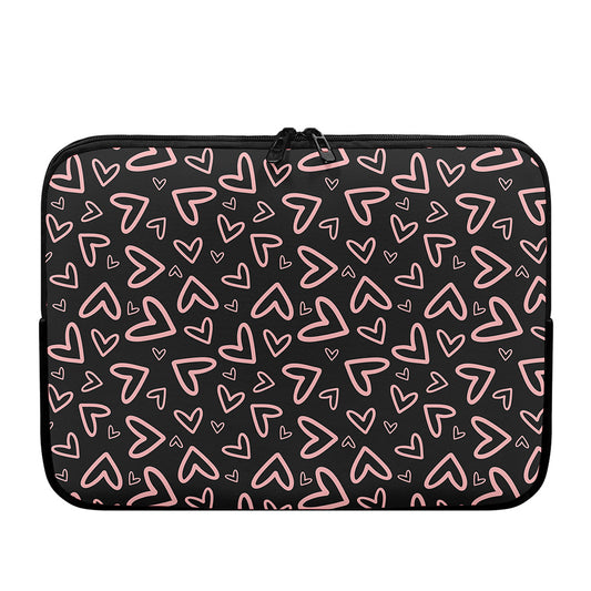 Cute Pink Heart Pattern Print Laptop Sleeve