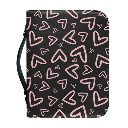 Cute Pink Heart Pattern Print Leather Bible Cover