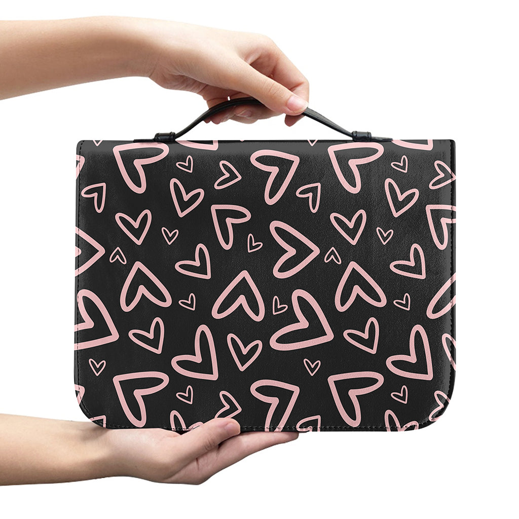 Cute Pink Heart Pattern Print Leather Bible Cover