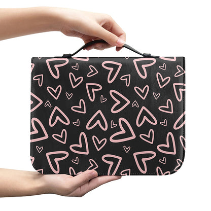 Cute Pink Heart Pattern Print Leather Bible Cover