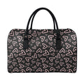 Cute Pink Heart Pattern Print Leather Duffel Bag