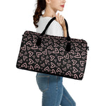 Cute Pink Heart Pattern Print Leather Duffle Bag