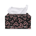 Cute Pink Heart Pattern Print Leather Tissue Box Cover