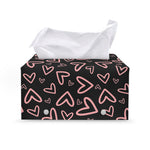 Cute Pink Heart Pattern Print Leather Tissue Box Cover