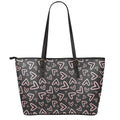 Cute Pink Heart Pattern Print Leather Tote Bag With Zipper