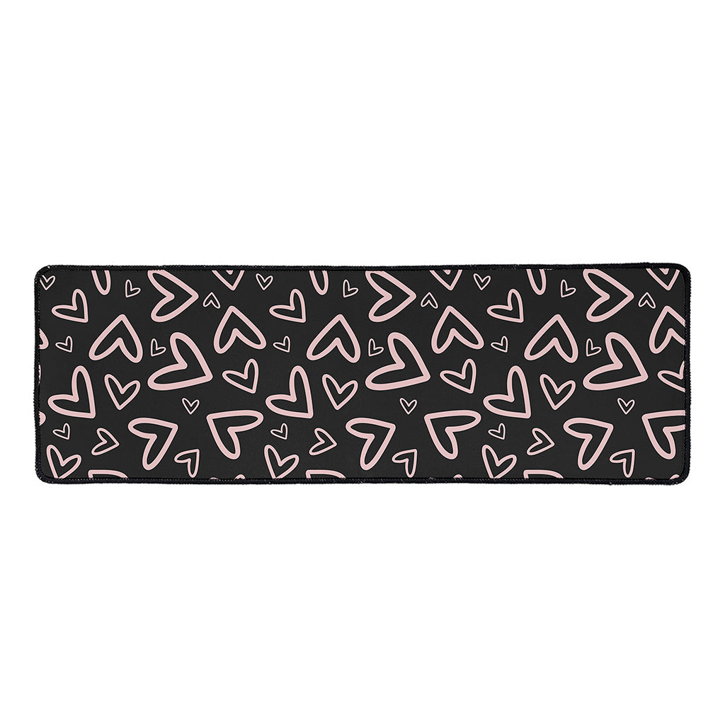 Cute Pink Heart Pattern Print Long Kitchen Mat