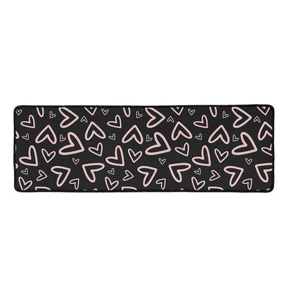 Cute Pink Heart Pattern Print Long Kitchen Mat