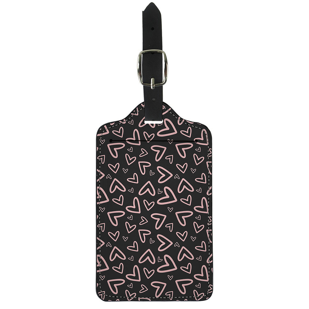Cute Pink Heart Pattern Print Luggage Tag