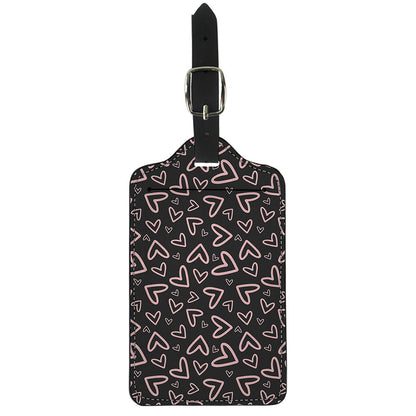 Cute Pink Heart Pattern Print Luggage Tag