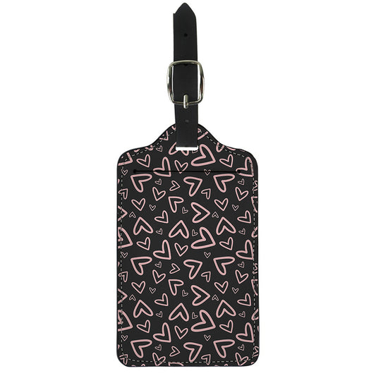 Cute Pink Heart Pattern Print Luggage Tag