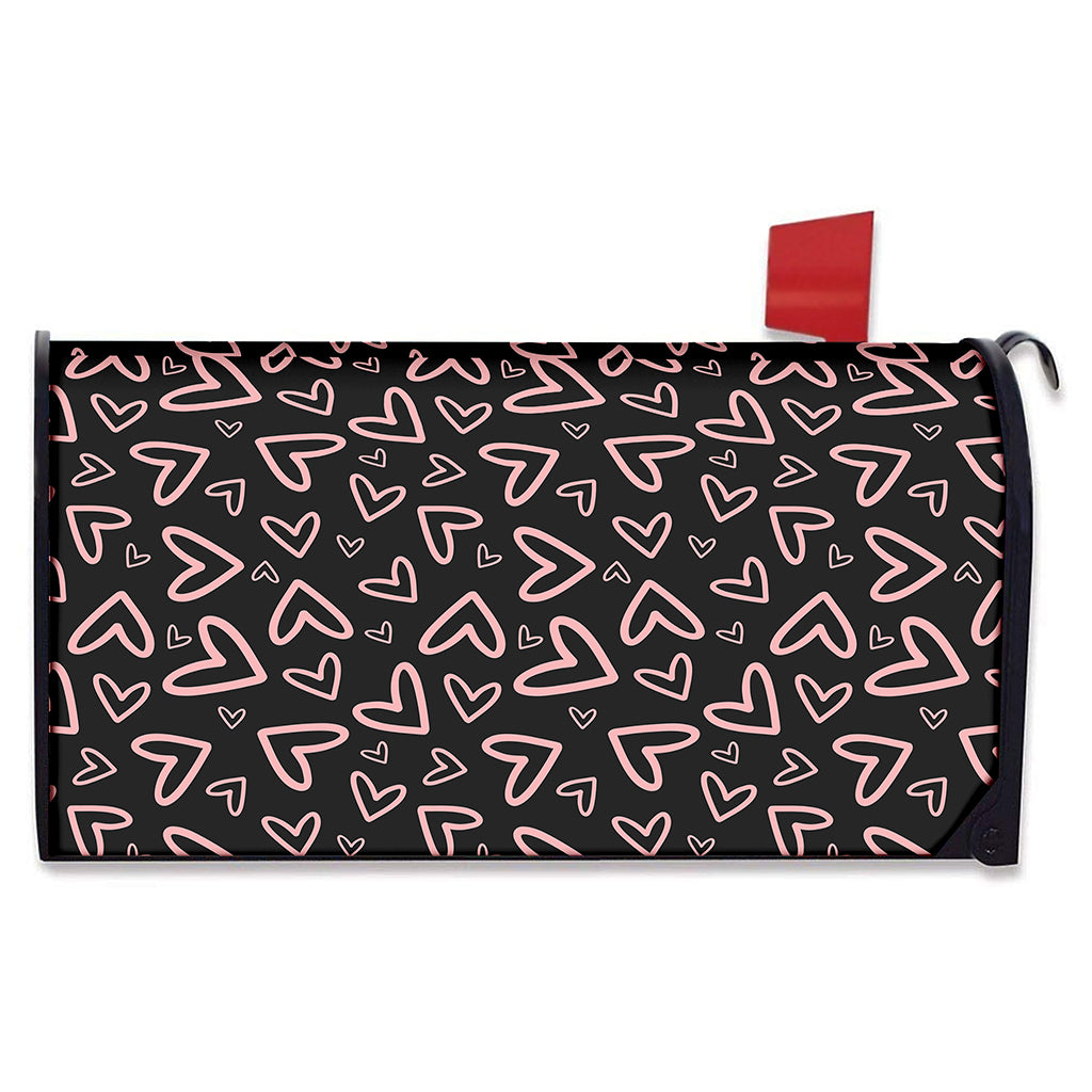 Cute Pink Heart Pattern Print Mailbox Cover