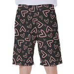 Cute Pink Heart Pattern Print Men's Beach Shorts