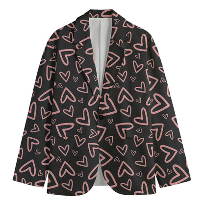 Cute Pink Heart Pattern Print Men's Blazer
