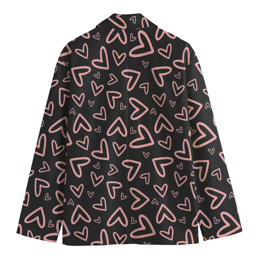 Cute Pink Heart Pattern Print Men's Blazer