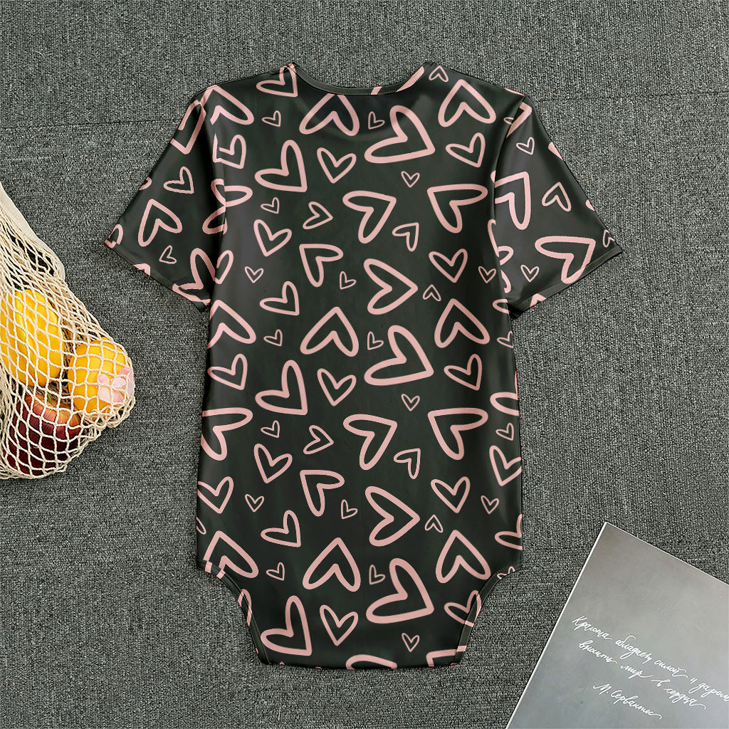 Cute Pink Heart Pattern Print Men's Bodysuit