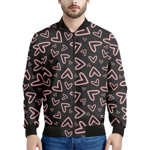 Cute Pink Heart Pattern Print Men's Bomber Jacket