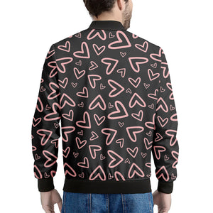 Cute Pink Heart Pattern Print Men's Bomber Jacket