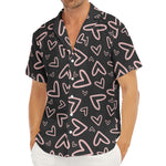 Cute Pink Heart Pattern Print Men's Deep V-Neck Shirt