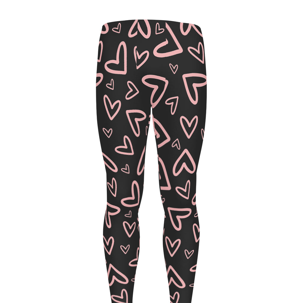 Cute Pink Heart Pattern Print Men's leggings