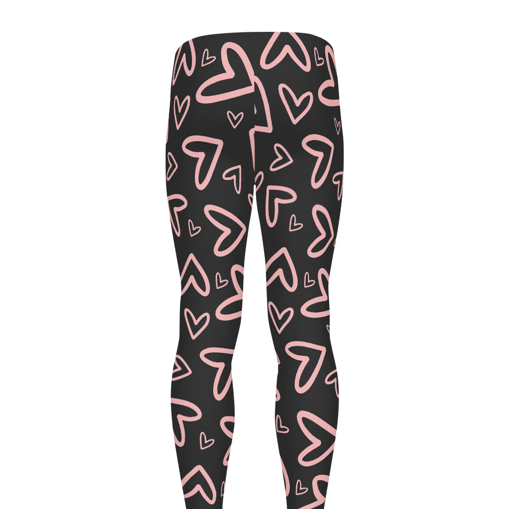 Cute Pink Heart Pattern Print Men's leggings