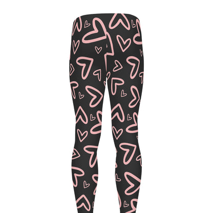 Cute Pink Heart Pattern Print Men's leggings