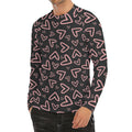 Cute Pink Heart Pattern Print Men's Long Sleeve Rash Guard