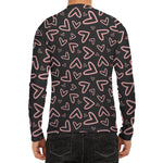 Cute Pink Heart Pattern Print Men's Long Sleeve Rash Guard