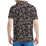 Cute Pink Heart Pattern Print Men's Polo Shirt