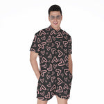 Cute Pink Heart Pattern Print Men's Rompers